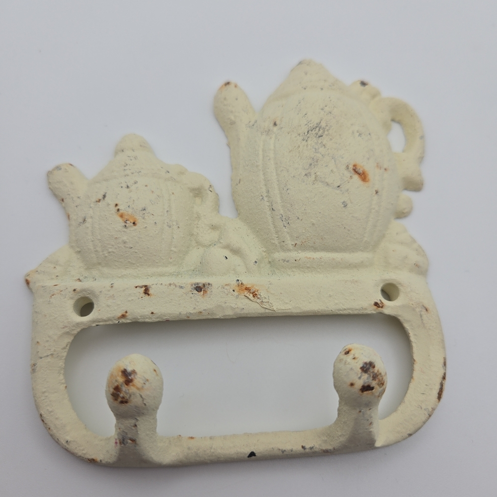 🫖 Vintage Teapot & Teacup Cast Iron Wall Hook | Cottagecore Kitchen Decor